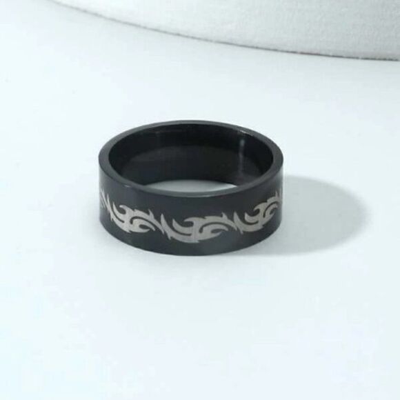 Stainless Steel Tribal Design Ring - Picture 2 of 4